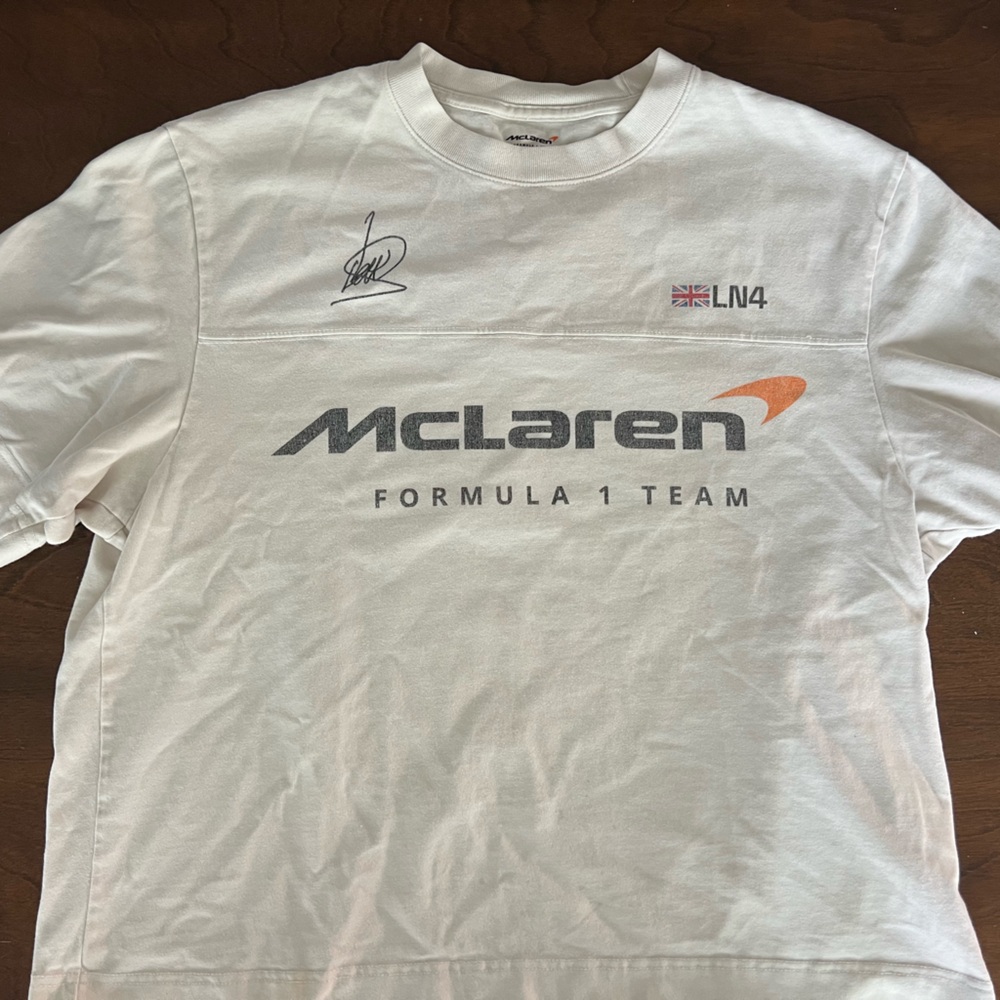 Abercrombie & Fitch graphic White McLaren Formula 1 Crewneck Long Sleeve Tee